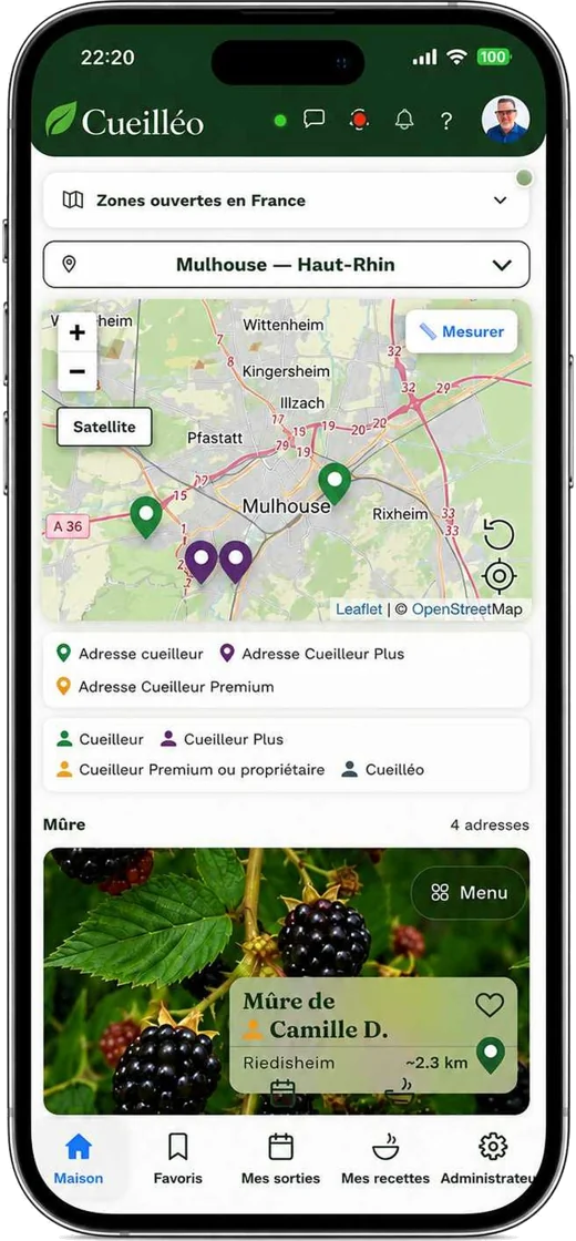 Cueilléo : la carte des lieux de cueillette